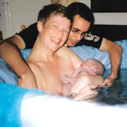 Vinny and Tracy with baby Lucia – 1st baby, home water birth
